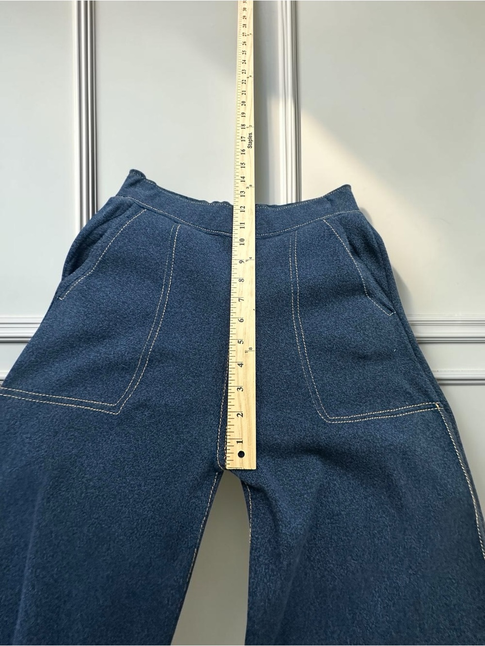 Zara High Rise Wide Leg Knit Pull On Pants.
Denim Blue. Size : Small - Picture 8 of 11